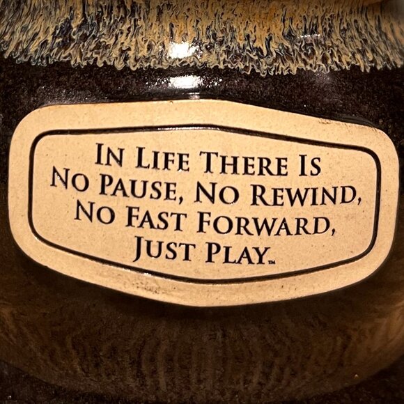 Handcrafted Potbelly Shaped Pottery Mug w/ Two-tone Gloss Drip Glaze ~ JUST PLAY - Picture 4 of 10